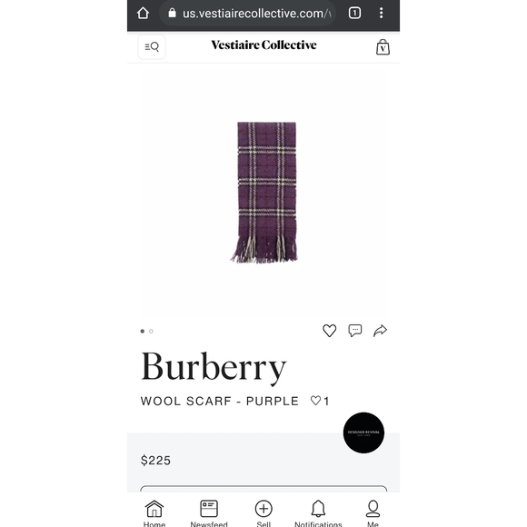Authentic BURBERRY wool purple check scraf - Picture 4 of 4